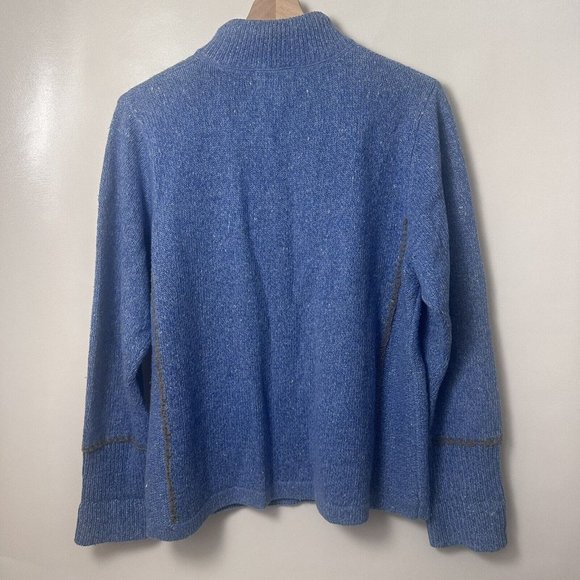 Woolrich Sweater Womens Large Blue Heather 1/4 Zip Lambs Wool Accent St… - Picture 2 of 10